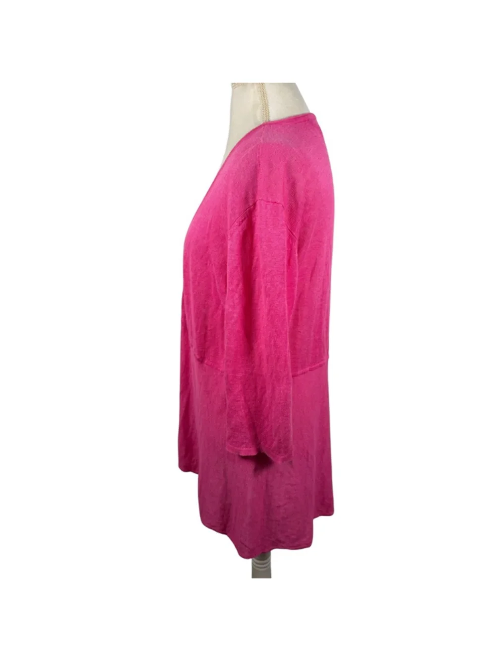 Eileen Fisher System Organic Linen Open Waterfall Drape Front Cardigan Size L - Picture 4 of 11
